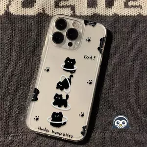 Ốp Điện Thoại Mèo Đen Dễ Thương Cho Redmi K90 K80 K70 K70E K60E K60 K50 Gaming K50i K40 Pro Plus K40s K30 K20 Pro K30S Ultra 5G 4G Vỏ Hoạt Hình Trong Suốt Vỏ Mềm Chống Sốc