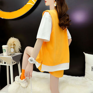 Quần Short Tay Ngắn Bộ Đồ Thể Thao Nữ 2026 Phong Cách Mới Mùa Hè Phiên Bản Hàn Quốc Rời Thời Trang Thường Ngày Bộ Đồ Hai Mảnh