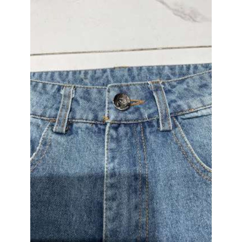 Quần jean Denim ống rộng viền kim cương cao mới dành cho nữ