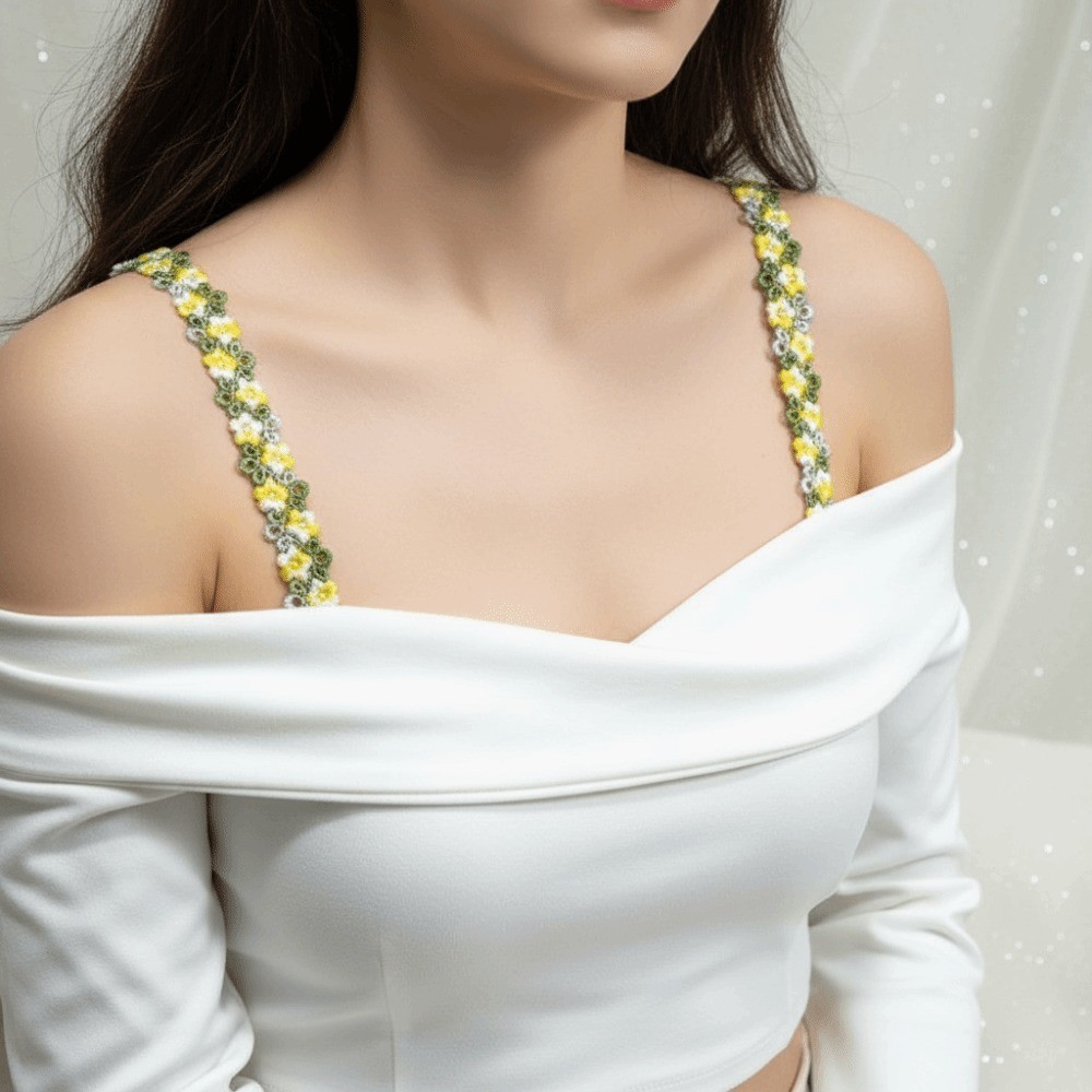 Dây đeo vai SNUGHOUSE, Dây đeo áo ngực hoa bằng vải Polyester có thể tháo rời, Thời trang Hoa ngọt ngào Chống trượt Dây đeo vai hoa có thể điều chỉnh Váy dự tiệc cưới