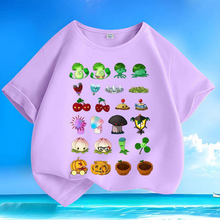 Áo thun cổ tròn in hình bộ sưu tập cây cối Plants vs. Zombies dành cho bé trai, kiểu dáng thoải mái và giản dị.