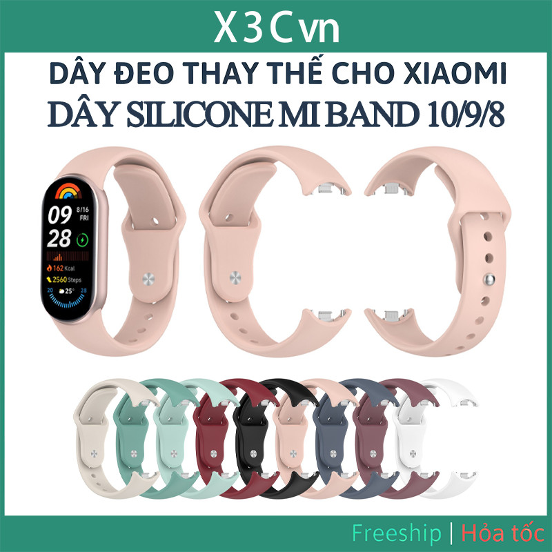 Dây Đeo Silicon Cho Xiaomi Mi Band 10 9 8 Thể Thao Đồng Hồ Thông Minh Vòng Tay Ban Nhạc9 Band8 Dây Đeo Tay Phụ Kiện Ban Nhạc