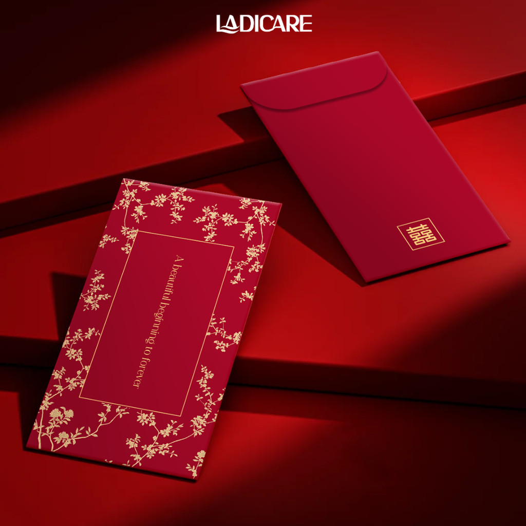 Bao lì xì đỏ mừng cưới, lì xì song hỷ, lì xì bê tráp, giấy ép kim nhũ cao cấp, mẫu mới nhất tết 2026
