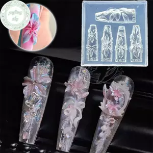 PUSKY 3D Hoa Khuôn Làm Móng DIY Silicone Dụng Cụ Làm Móng Tay Hawaii Hoa Hibiscus Cánh Hoa Thiết Kế Móng Tay Khuôn Silicon Móng Tay Nghệ Thuật Khắc Mẫu VN