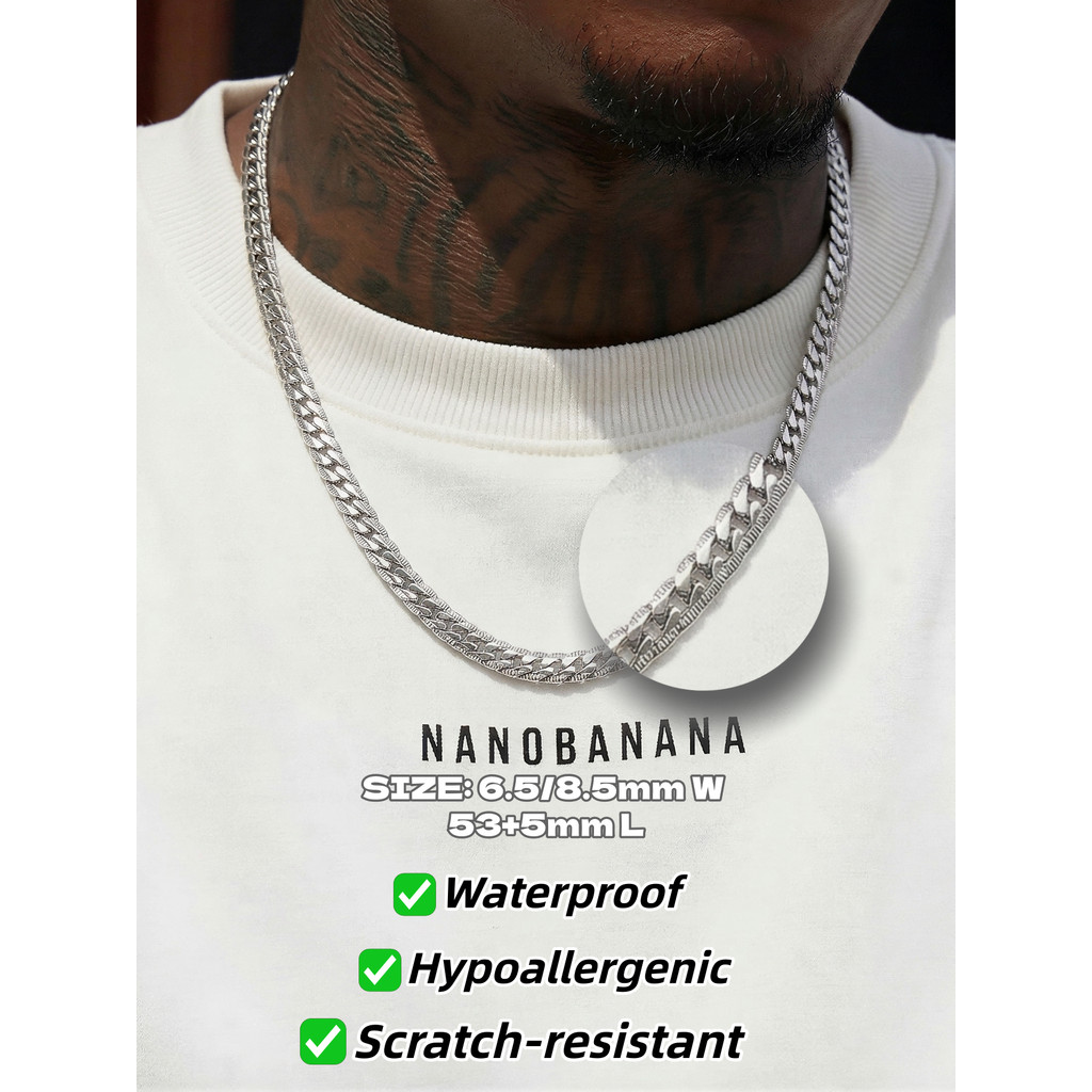 HIEUTHUHAI, phong cách của Jackson Wang-Thép Titan Mã Hóa Dập Nổi NK Dây Chuyền Cuba Vòng Cổ Nam Thời Trang Dây Xích Hip Hop Áo Len Dây Xích Phụ Kiện-NKjiami
