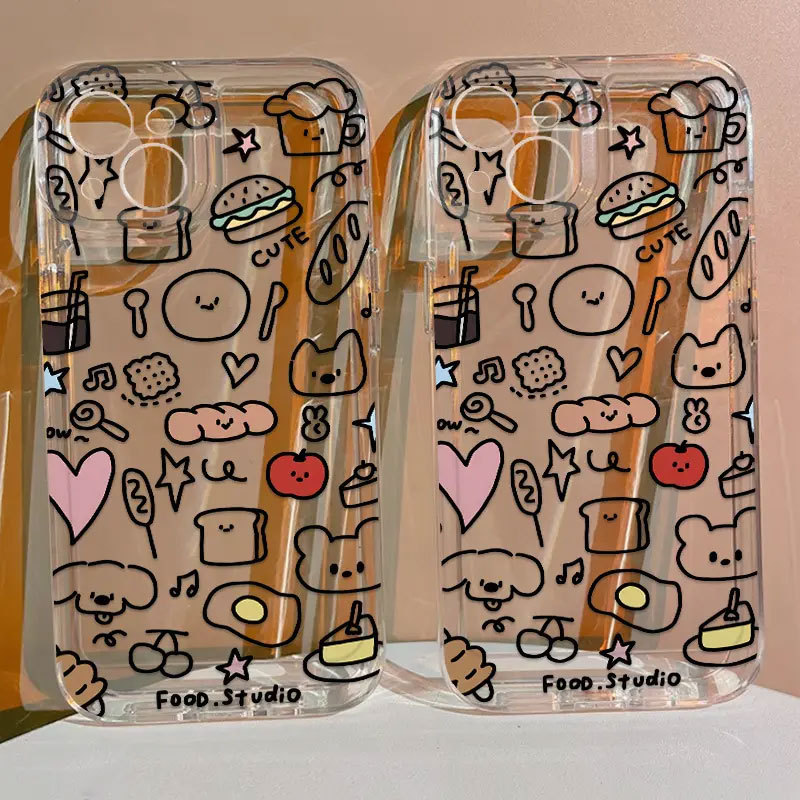 Ốp Silicon Trong Suốt Graffiti Cho iPhone 11-16 Pro Max