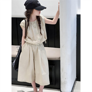 Set đồ bé gái mùa hè phong cách Hàn Quốc - áo không tay + quần ống rộng cá tính