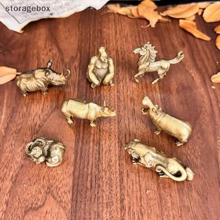 [Hộp lưu trữ] 1 Cái Đồng thau Hippopotamus Rhinoceros Tượng động vật bằng kim loại Tượng nhỏ Trang trí để trang trí bàn làm việc tại nhà và văn phòng Đẹp