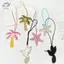 HFTOY Miếng Cây Dừa Handmade với Tinh Thể Sao Biển và Kim Sa Lấp Lánh, Phù hợp Gắn Túi hoặc Mặt Dây Chuyền