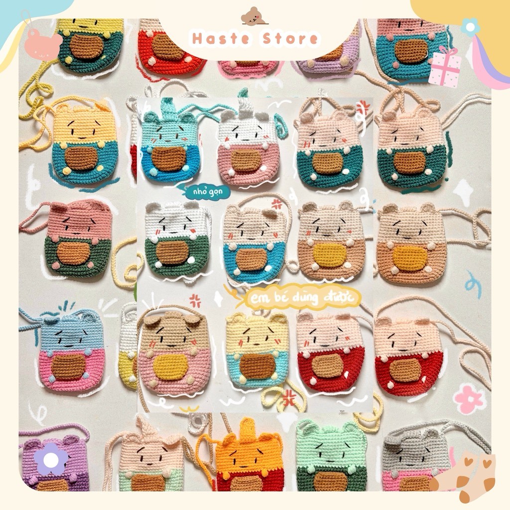Túi Len Đựng Airpods Gấu Pooh Đeo Chéo Em Bé Mini Handmade Airpod Tiền Lẻ Hình Gấu Dễ Thương Haste Quà Tặng Bạn Bè