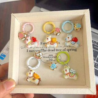 Mặt dây chuyền túi ngựa OAKANDME, Linh vật ngựa Móc khóa mặt dây chuyền ngựa linh vật may mắn, Trang trí năm sáng tạo Móc khóa búp bê Quà tặng cặp đôi
