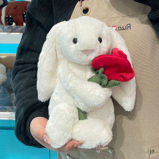 Jellycat Medium Cream Bunny Christmas Rose Valentine Dust Bag Pre-Release