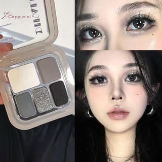 5 Màu Punk y Trang Điểm Mắt Bảng Phấn Mắt Bạc Trắng Xám Đậm Đen Mờ & Shimmer Trang Điểm Tiệc Lâu Dài