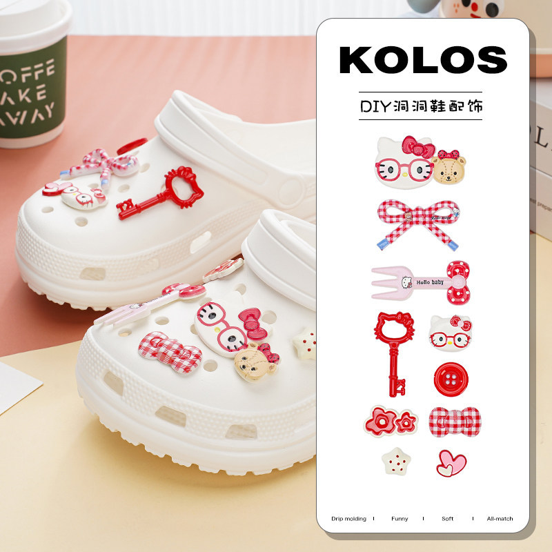 Phụ Kiện Giày Lỗ Dễ Thương Hellokitty Nơ Giày Hoa Thích Hợp Cho crocs Khóa Giày Có Thể Tháo Rời Khóa Giày Lỗ Khóa Giày Busch Khóa Giày Zhibixing ins Giày Hoa