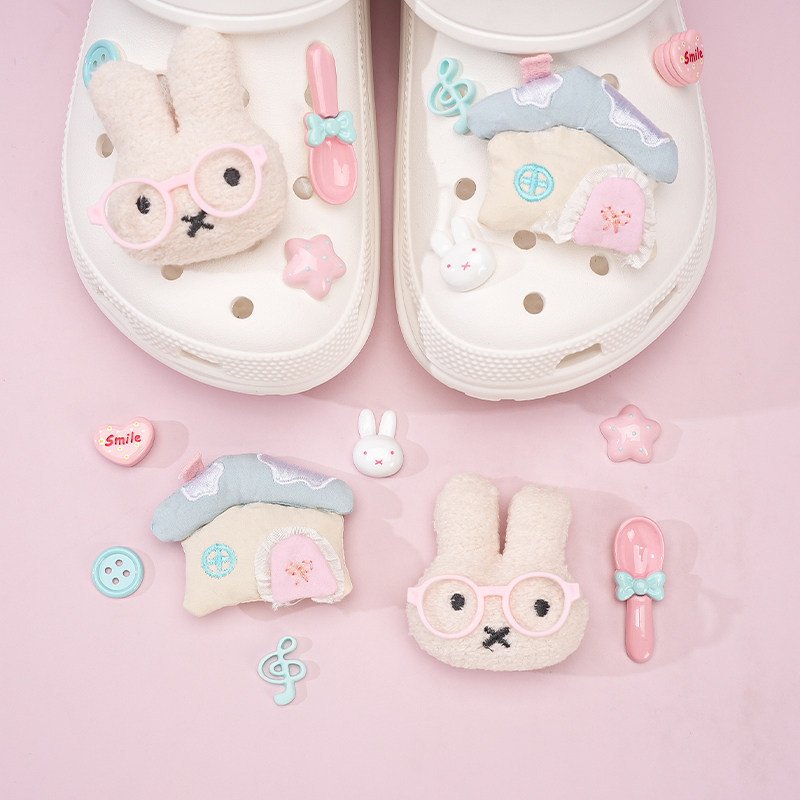 Phụ Kiện Crocs Thỏ Miffy Dễ Thương, Hoa Trang Trí Có Thể Tháo Rời, Phù Hợp Cho Crocs