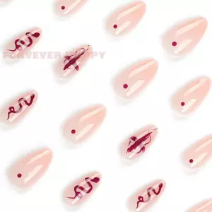 Rõ Ràng Khỏa Thân Hạnh Nhân Móng Tay Giả Với Rắn In Hình Ngọt Ngào & Quyến Rũ Có Thể Tái Sử Dụng Móng Tay Giả Cho Hot Girl Dress Matching