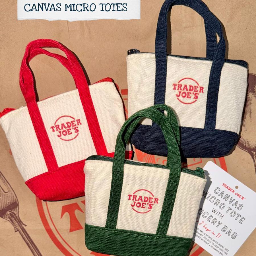 Túi Tote siêu nhỏ Trader Joe 's Túi Tote vải có thể tái sử dụng có thể gập lại Hợp thời trang cho du lịch 3 màu saixit2vn