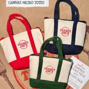 Túi Tote siêu nhỏ Trader Joe 's Túi Tote vải có thể tái sử dụng có thể gập lại Hợp thời trang cho du lịch 3 màu saixit2vn