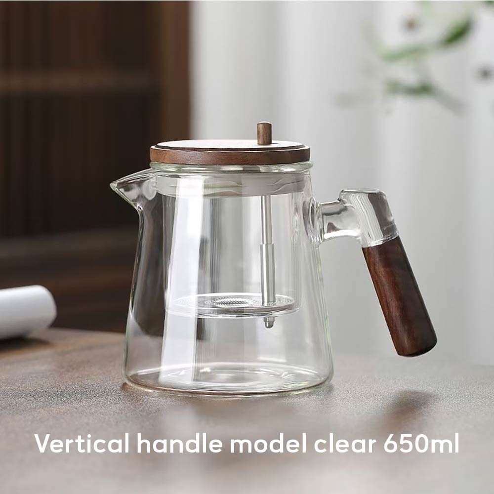 Nồi trà thủy tinh Borosilicate 650ml - Tách trà một chạm để pha tại nhà