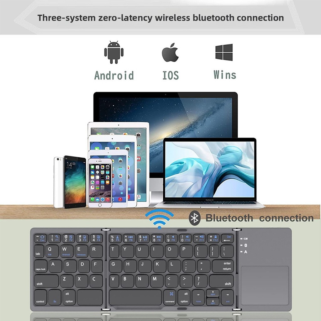 Bàn phím Bluetooth cảm ứng có thể gập lại bán chạy Điện thoại di động Máy tính bảng Laptop Universal