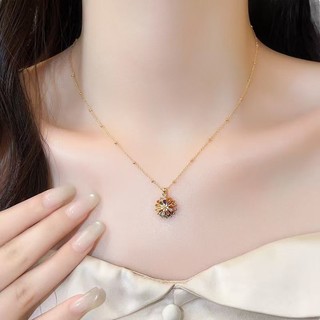 Dây chuyền xoay mặt họa tiết hoa đa màu sắc theo phong cách dopamine, phụ kiện vòng cổ xương đòn sang trọng JL17