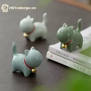 Ge Sáng Tạo Gốm Sứ Dễ Thương Mèo Con Trang Trí Động Vật Micro Phong Cảnh Trà Thú Cưng Trong Nhà Để Bàn Đồ Trang Trí Bộ Trà Phụ Kiện Chơi Trà n