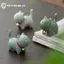 Ge Sáng Tạo Gốm Sứ Dễ Thương Mèo Con Trang Trí Động Vật Micro Phong Cảnh Trà Thú Cưng Trong Nhà Để Bàn Đồ Trang Trí Bộ Trà Phụ Kiện Chơi Trà n