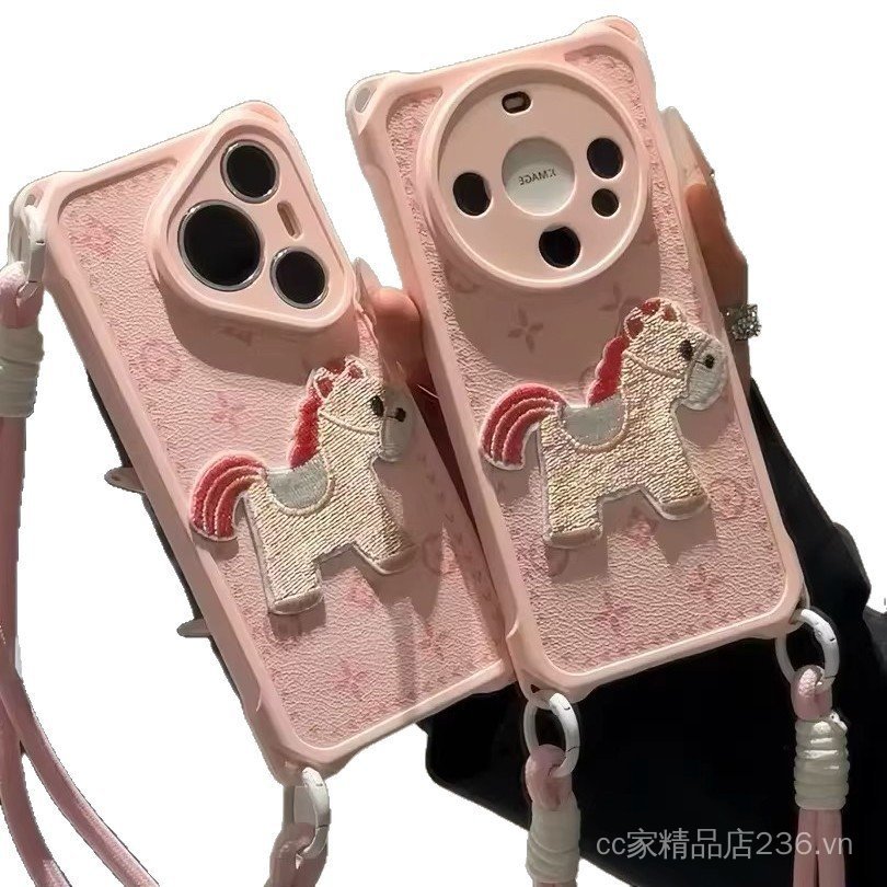 Họa Tiết Pony Thích Hợp Cho iPhone17promax Ốp Điện Thoại 16 / 15 / 14 Dây Da Cừu Dễ Thương Phong Cách Nữ Tính