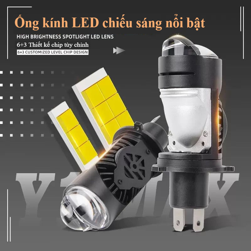 Bóng pha Led V22 Siêu sáng, chân H4 Công suất 60W, Cắt Sáng Chống Chói Bảo, Cho Ô Tô Xe Máy