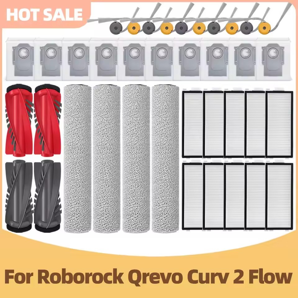 Roborock Qrevo Curv 2 Flow / A2240RR Bàn chải chính Bàn chải bên Bàn chải lau nhà Bộ lọc túi bụi