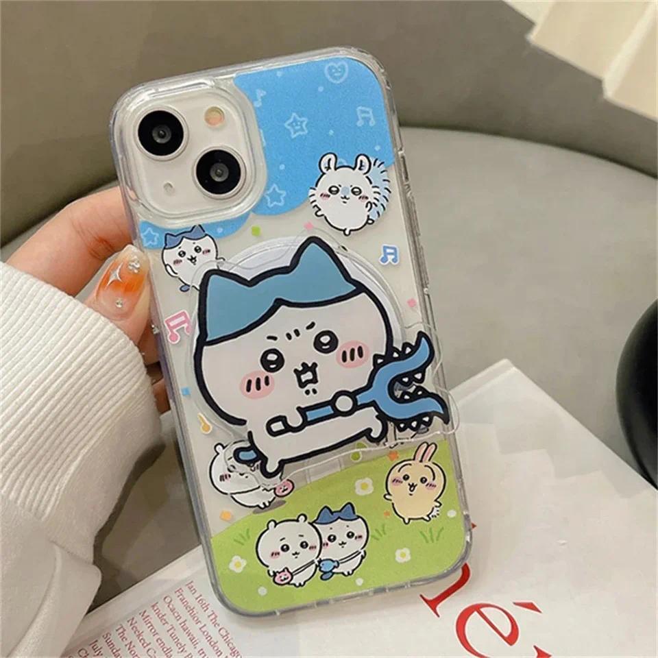 Chiikawa Funy Cartoon for Magsafe Magnetic Phone  Grip Tok Stand for IPhone Foldable Wireless Charging Case Holder