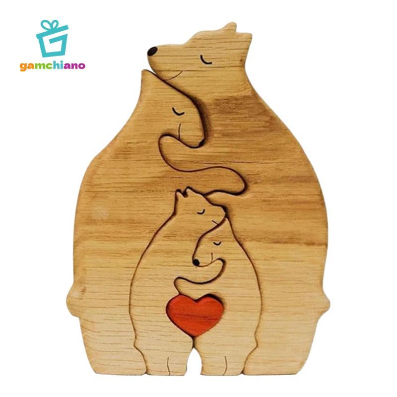 Gamchiano Gấu Gỗ Nghệ Thuật Xếp Hình, Gấu Gỗ Ghép Hình Điêu Khắc Gia Đình