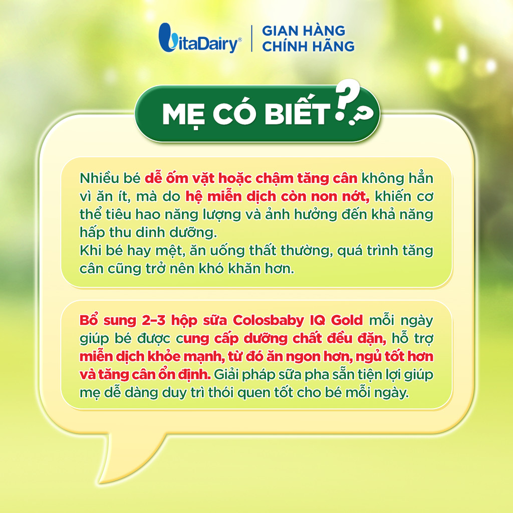 [THÙNG 48 HỘP] Sữa uống dinh dưỡng ColosBaby IQ Gold 110ml/180ml – Bổ sung DHA, hỗ trợ phát triển trí não