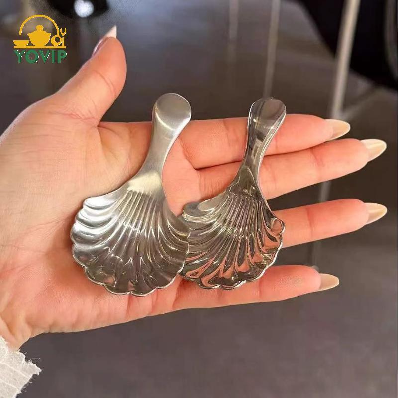 YOVIP 1 / 2 / 3 Vỏ Thìa Trà Inox Khuấy Sundae Cà Phê Trà Thìa Tráng Miệng Khuấy Đồ Dùng Cà Phê Mini Cà Phê VN