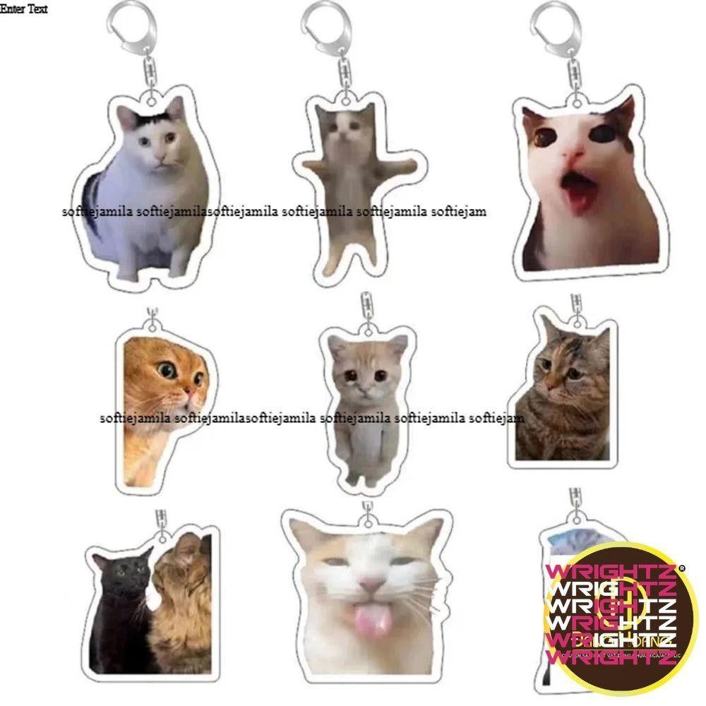 Rambling dê huh mèo Meme Keychain nhầm lẫn mèo memes mèo la hét với bàn chân trên đầu của nó món quà dễ WrightZ