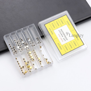 300 Chiếc Đồng Hồ Chống Thấm Nước Vương Miện Vàng Bạc Thép Không Gỉ Đồng Hồ Một Phần Thay Thế 3.5mm 4.0mm 4.5 5.0 6.0 Đồng Hồ Thái Đồng Hồ Bộ Dụng Cụ Sửa Chữa Đồng Hồ
