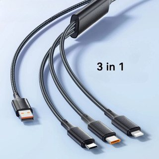 Cáp sạc bọc dù 3 trong 1 đa năng nhiều màu sắc. Dùng cho nhiều dòng ios và android dài 1.2 mét - Hàng sẵn kho