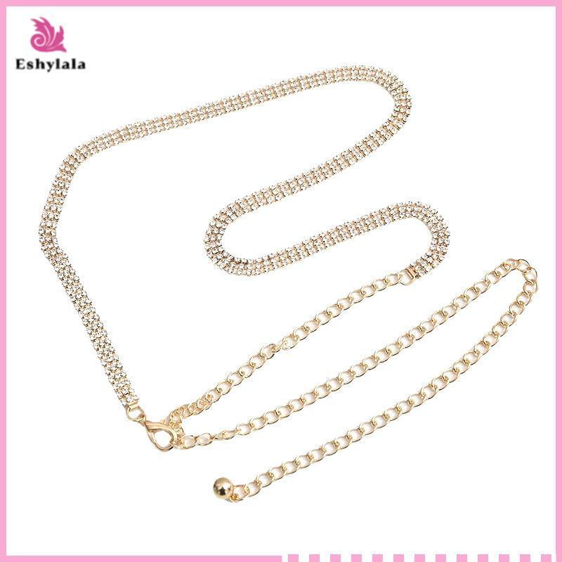 Dây thắt lưng đính đá Eshylala nữ và bé gái, sang trọng, điều chỉnh size 60-100cm [MỚI]