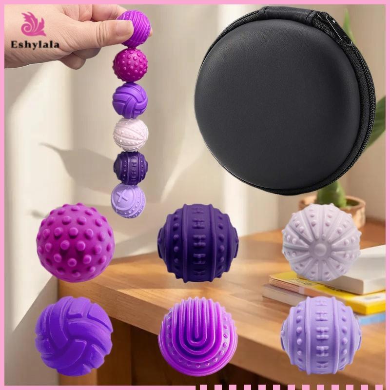 Eshylala 4 / 6 / 8 Cái Silicon Cảm Giác Có Hộp Bảo Quản Đàn Hồi Độc Đáo Từ Tính Đồ Chơi Cảm Giác Nén Massage Mềm Huấn Luyện [MỚI]