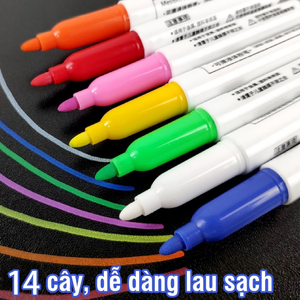 Bút lông viết bảng nhiều màu, mực đậm dễ lau, hỗ trợ dạy học và vẽ trang trí bảng sáng tạo
