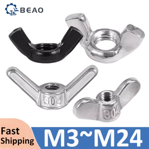 Đai ốc cánh bằng thép không gỉ 304 Thắt chặt tay M3 M4 M5 M6 M8 M10 M12 M14 M16 đến M24 Loại bướm / Loại tai lớn / Loại sừng