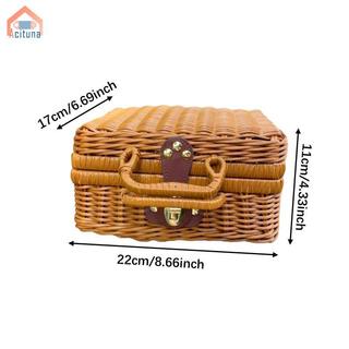 Giả Mây Giỏ Chứa Đồ Mộc Mạc Thanh Lịch Sáng Tạo Hộp Đựng, Dệt Sắp Xếp Vali Hộp Bảo Quản Để Trang Trí Du Lịch