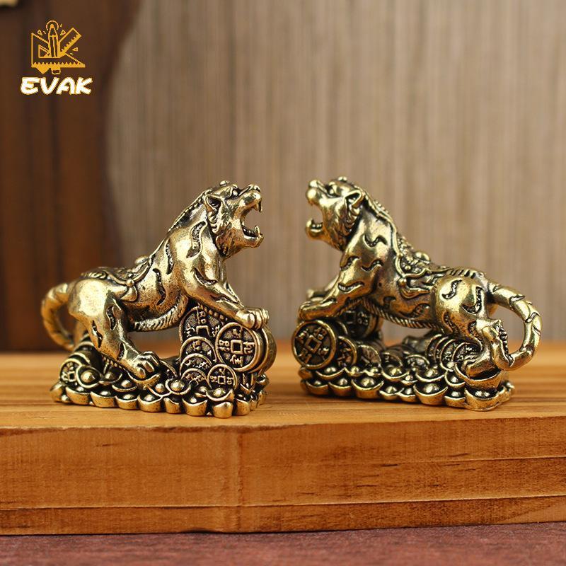 Tượng hổ bằng đồng Alittlesetrtu - Thủ công kim loại cung hoàng đạo Trung Quốc để trang trí gia đình & bàn VN
