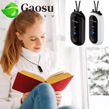 Máy lọc không khí di động GAOSU, Công nghệ Ion âm Thiết kế cổ treo Máy lọc Ion âm, Pin 780mAh Máy lọc không khí Mini không bức xạ màu đen Sử dụng cá nhân