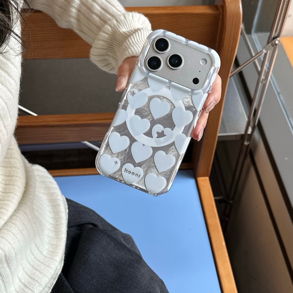 【Giao hàng nhanh】Vật liệu vỏ cứng, họa tiết trái tim đơn giản, phù hợp với iPhone17ProMax 16 15 14 13 ốp lưng iphone