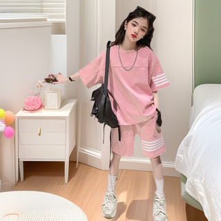 Set thể thao bé gái form rộng – Áo thun quần short mặc hè năng động