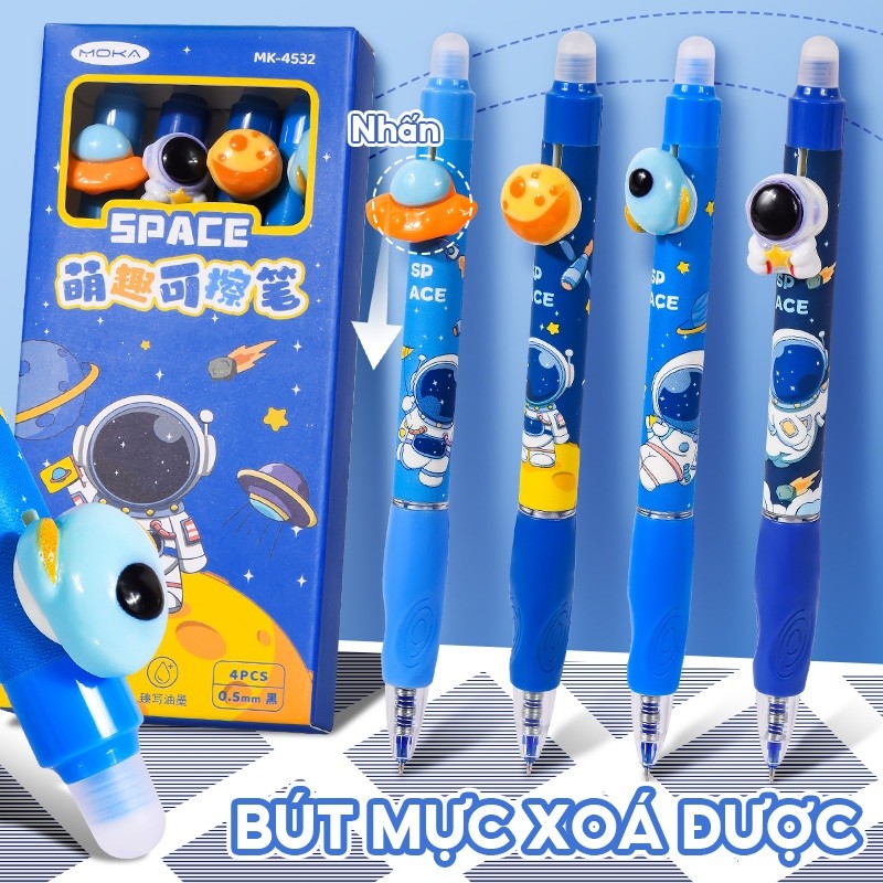 Bút mực xoá được 0.5mm – Bút gel dành cho học sinh cấp 2, mực xanh rõ nét, xoá không lem, kiểu dáng dễ thương