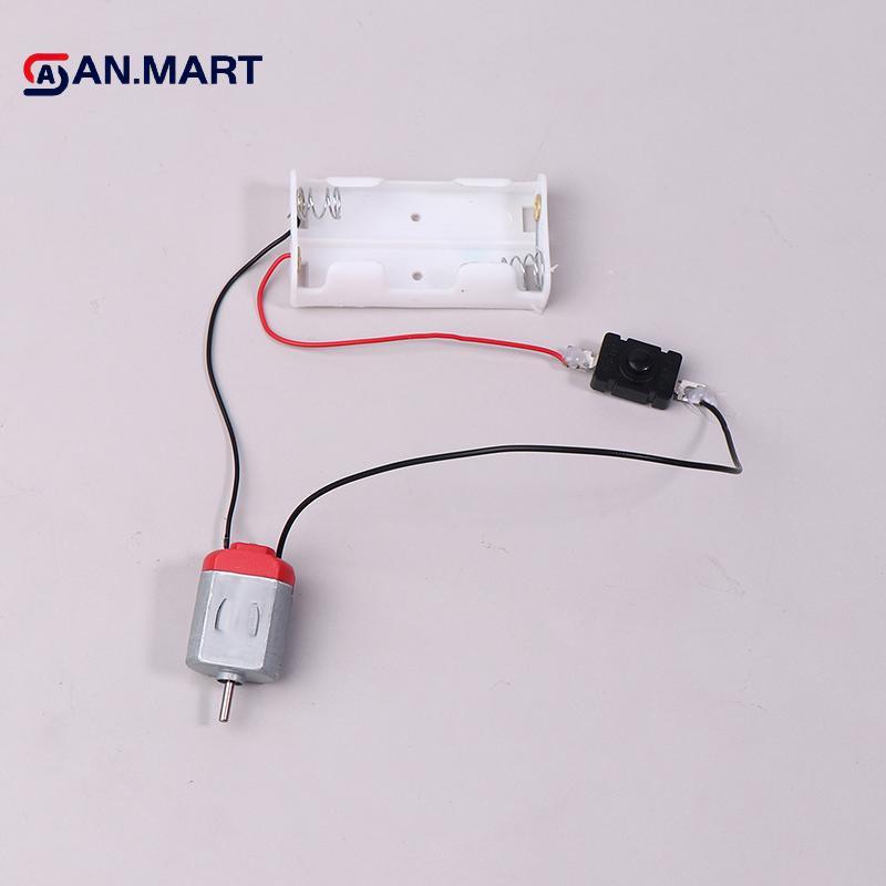 AN.MART Bla White 130 Bộ Động Cơ Với Hộp Bảo Quản Và Công Tắc Pin 2xAA 16500 RPM Mini DIY Mô Hình Mạch Động Cơ Điện Tử Bộ VN