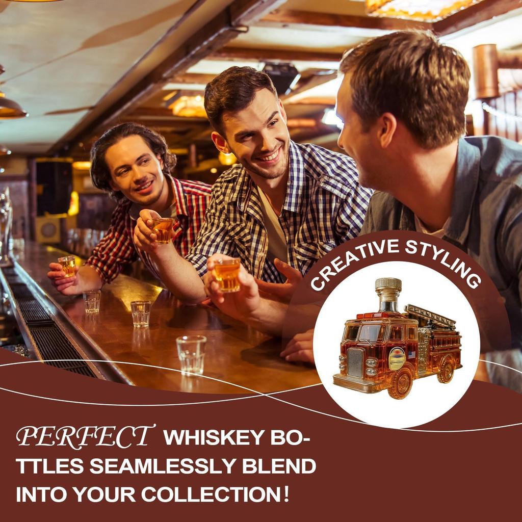 Bình rượu 300ml thủy tinh khắc tay, hình xe tải, dùng cho whisky/vang
