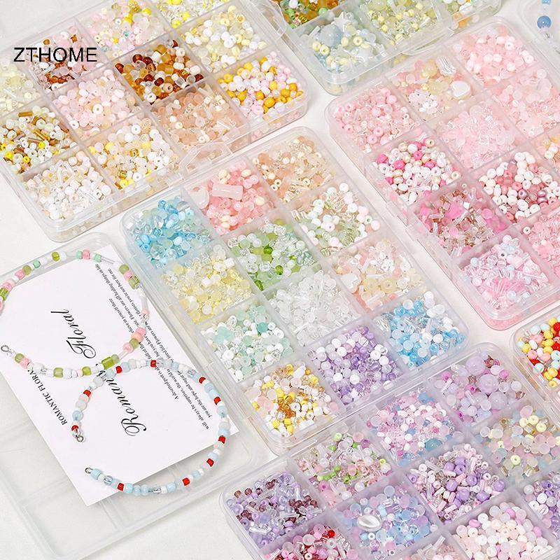 ZTHOME Vòng Tay Hạt Thủy Tinh Nhiều Màu, DIY Handmade Phù Hợp Làm Quà